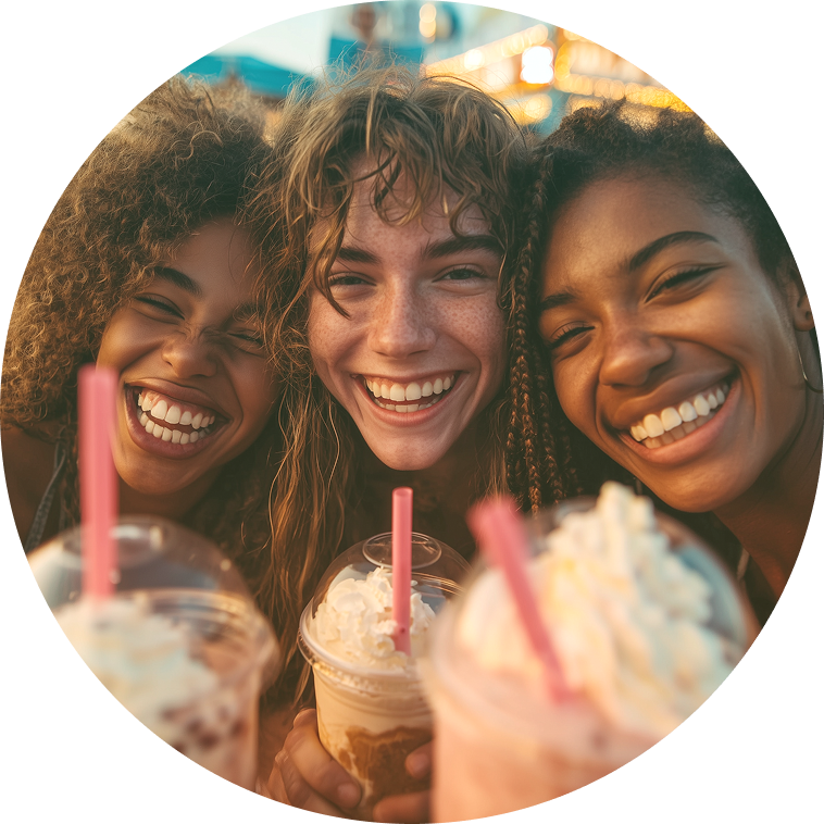 Friends enjoying shakes (placeholder)